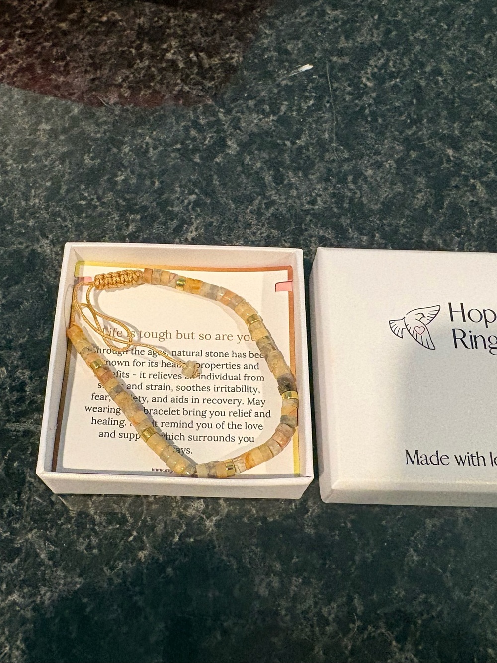 Hope Rings Neutral Stone Beaded Bracelet - Cream & Gold